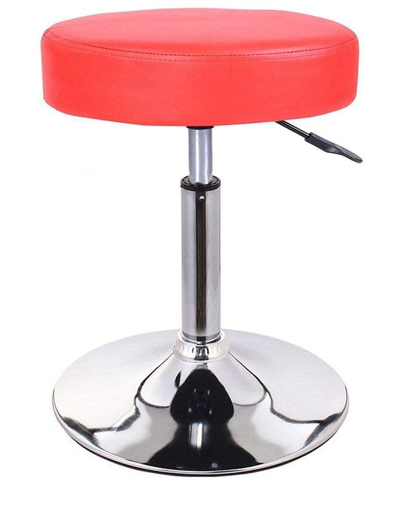 IYB-Makeup Vanity Stool Chair,Round Tufted Swivel Adjustable Makeup Vanity Seat Stool with Chromed Metal Base for Living Room,Kitchen,Office (Red)
