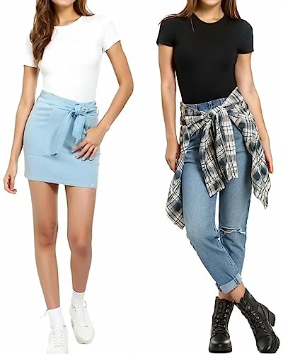 Image of MANGOPOP Women's Round Neck Short Sleeve Bodysuit T Shirts Basic Body Suit Tops