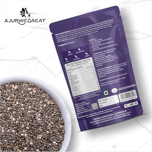 Image of AJURWEDAEAT Chia Seeds I Seeds for Eating | Seeds for Weight Management | Rich in Calcium, Protein & Fibre (100 GM - Pack Of 2)