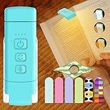 Reading Light, Rechargeable Book Light, with Book Page Holder, 30/60 Min Timer Reading Lamp Clip On, 3 Color Modes & 5 Brightness Dimmable Eye Care for Kids, Reading Lovers at Night in Bed (Blue)