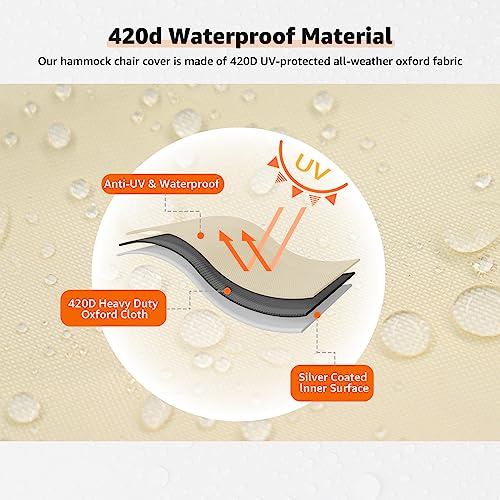 Skyfiree Hammock Chair Cover Hanging Egg Chair Swing Cover Waterproof Outdoor Hanging Hammock Chair Cover 420D Oxford Fabric Egg Swing Cover With Zipper 19X62 Inch #TOP3