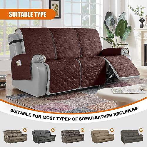 Image of VANSOFY Waterproof Recliner Couch Covers Washable, Coffee,3 Seater | 1-Piece, Non-Slip with Elastic Straps, Sofa Cover with Pocket for Dogs, Pets