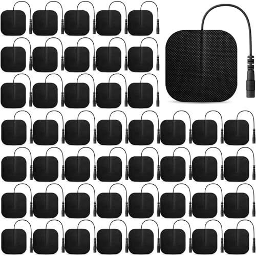 48 almohadillas de repuesto para unidades TENS/EMS, parches de electrodos superresistentes de alta calidad con rendimiento autoadhesivo para aliviar el dolor y los músculos, reutilizables hasta 50
