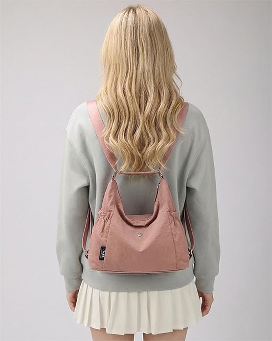 Bolso Tote convertible para mujer nylon rosa miniatura 3