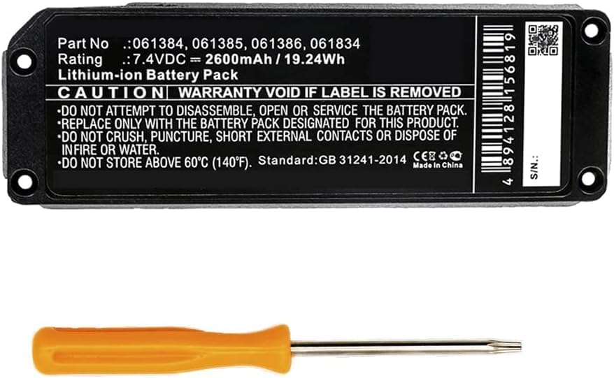 Battery for Bose 413295, Soundlink Mini, SoundLink Mini One PN:Bose 061384, 061385, 061386, 061834 2600mAh / 19.24Wh