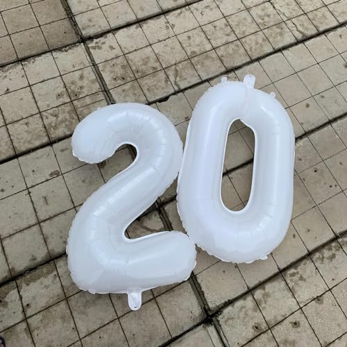 Image of White Number 40 Balloon 40 inch, Translucent 40 Number Balloons, 40th White Birthday Decorations for Women Men, 40 Year Old Party Supplies