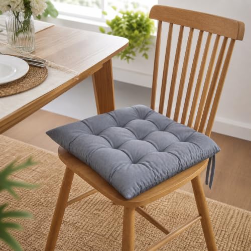 Image of CASA-NEST Chair Pad Cushion 45x45 cm 1 Pc, Tufted Seat Cushion for Dining Chair, Study Chair, Office Chair, Grey