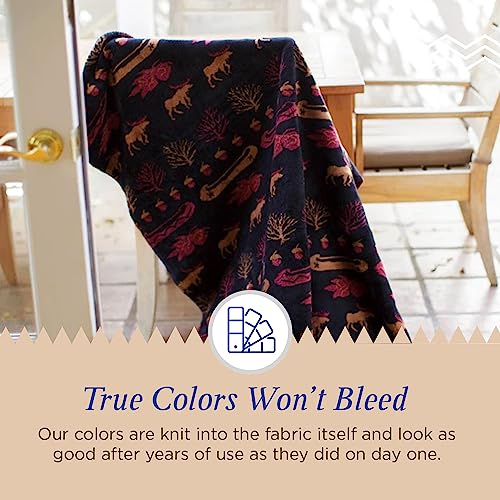 Denali Ultimate Comfort Rustic Throw Blanket With Lightweight Microplush Acrylic, Super-Soft Fabric, American Made Hand-Stitched, Washable, & Dryable Throw Blankets - Black Lake Design (60X70) #TOP3
