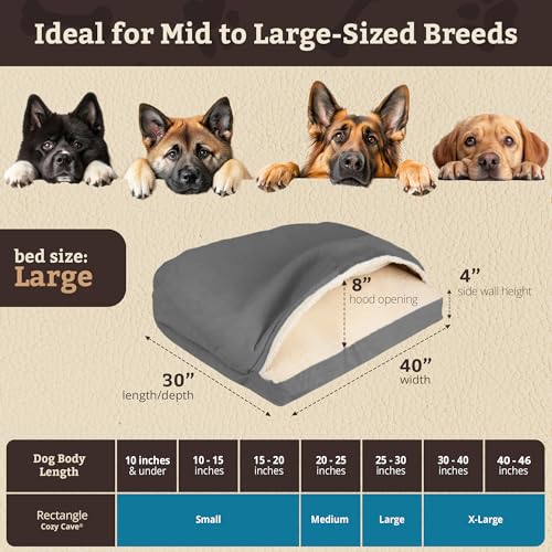 Image of Snoozer Rectangle Cozy Cave Dog Bed, Hooded Dog Bed, Anthracite (L)