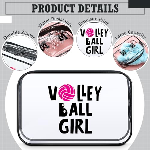 Abbylike 12 Pcs 7 x 4.7 x 2.4'' Cosmetic Bag Gifts Accessories for Makeup Bags Clear PVC Cheer Case Toiletry Zipper Pouch for Women Christmas Xmas (Volleyball Theme)3