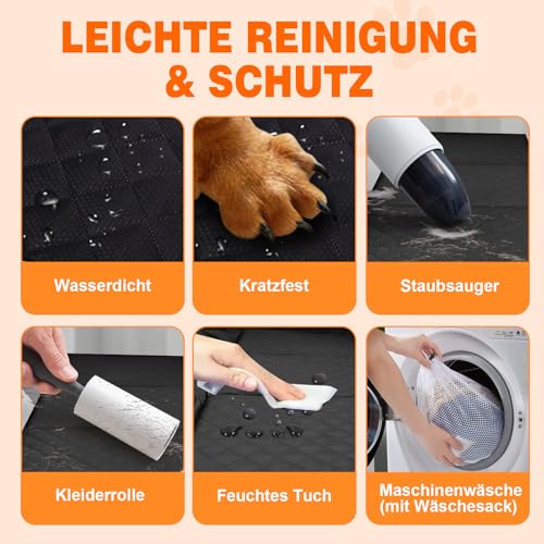 Neccis Hundedecke Auto Rückbank mit Abnehmbarer Harter Unterseite, 136 x 61 cm Autoschutzdecke Hund Rücksitz, 150 kg Tragkraft, Wasserdichte/Kratzfeste, Hundematte Auto Passt für 95% der PKW/SUVs/LKWs