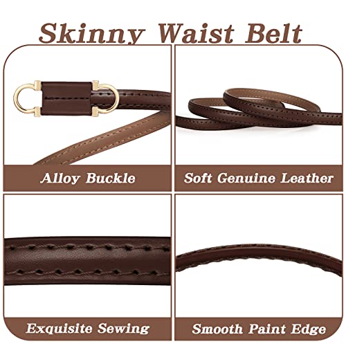 Skinny Genuine Leather Belt for Women Thin Waist Belt for Dresses with Gold Alloy Buckle3