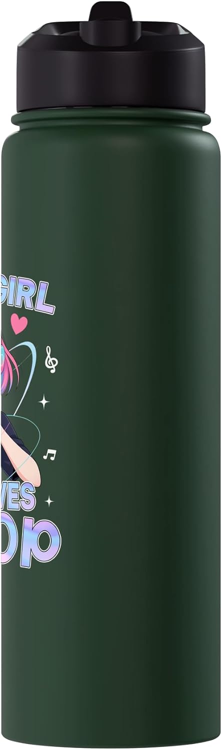 Just A Girl Who Loves K-Pop Cute Anime Kawaii Music Kpop Stainless Steel Insulated Water Bottle