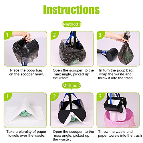 Faciab Pooper Scooper With Poop Bags, Foldable Long Handle Pet Waste Scoop, Great In Grass, Gravel, Snow, Dirt, Cement (Black) #TOP2