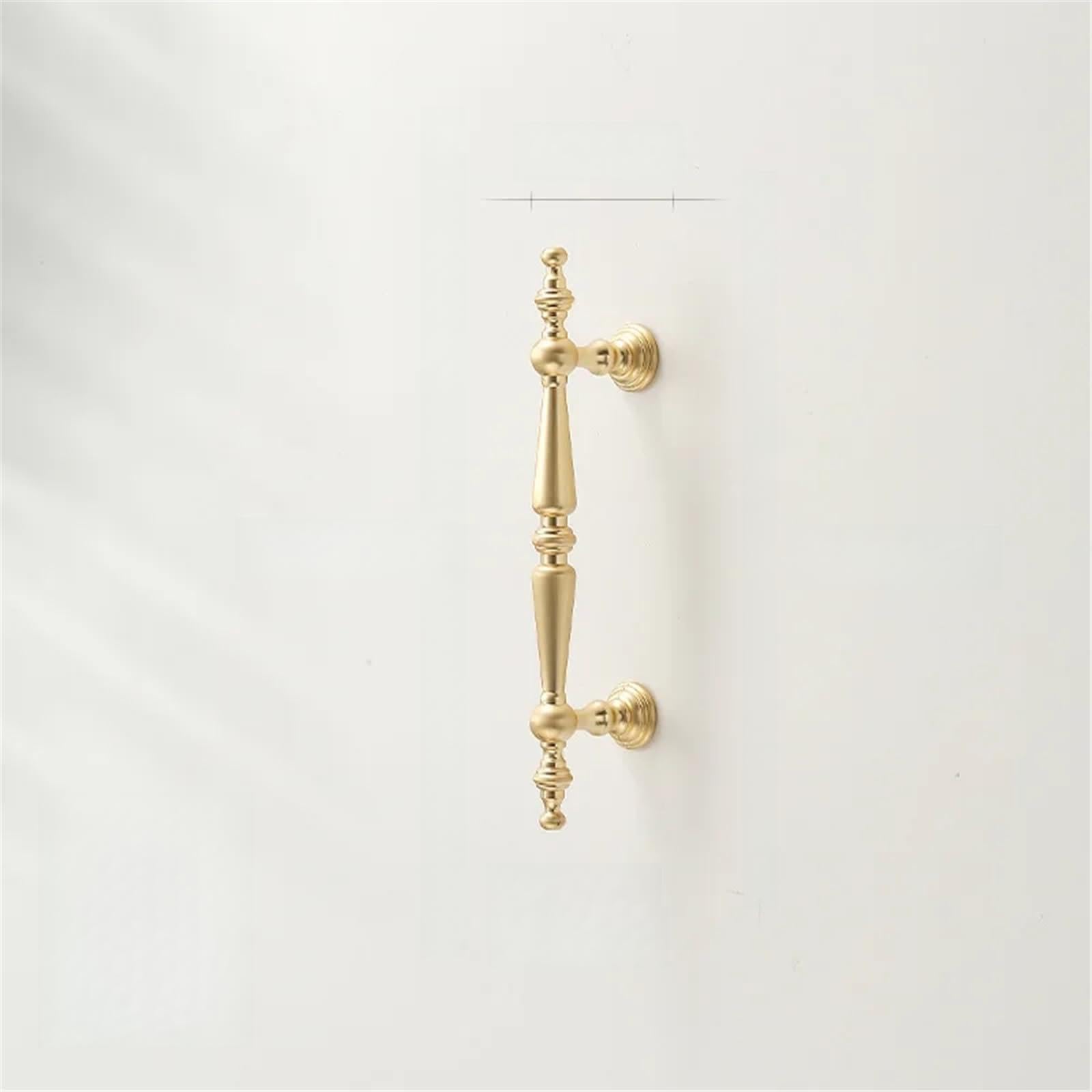 Kdhcvkz 7568-96Mm 1Pcs Golden Wardrobe Door Handle Copper-Finish Single-Hole Drawer Knob Solid Zinc-Alloy Cabinet Pull Furniture Hardware(7568-96Mm)