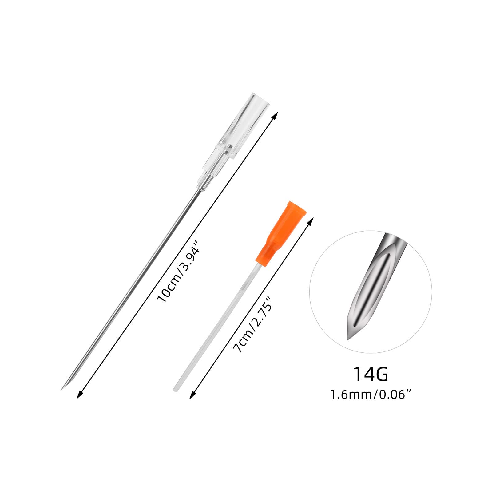 ATOMUS Zestaw do piercingu ciała, piercing typu Navel, Tongue, Eyebrows, Nose 2 szt. 14G Needle 5 szt. 16G