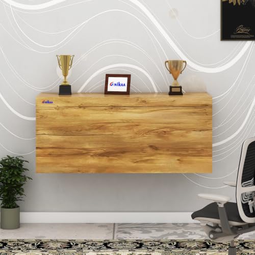 Image of Anikaa EduDesk Wall Mounted Foldable Study Table with Storage Shelves, Floating Wall Desk for Home Office, Laptop & Computer Desk, Engineered Wood, Space-Saving Fold-Down Workstation (DIY Assemble).