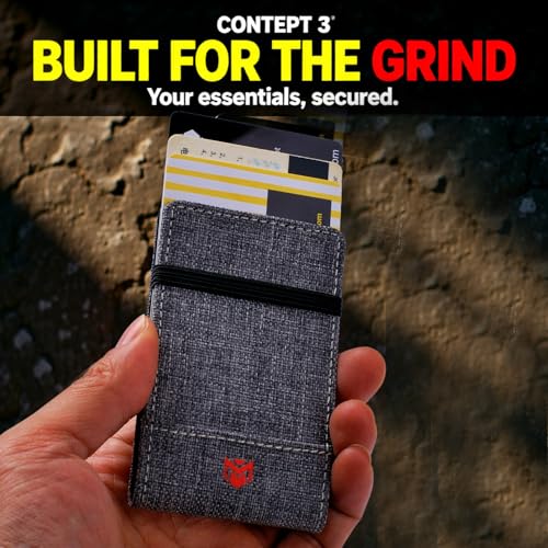 Image of RFID Minimalist Slim Wallet for Men and Women, Holds Up to 12 Cards, Cash, Key Thin and Lightweight Credit Card Holder, Grey Ballistic Nylon