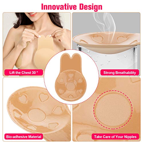 Adhesive Bra, Sticky Bras 2 Pair Strapless Bras Invisible Lift Up Bra Stick On Nipple Covers Backless Bras For Women #TOP3