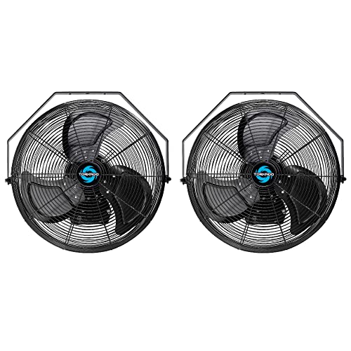 Tornado 2 Pack 18 Inch Outdoor Rated IPX4 Water-Resistant High Velocity Industrial Wall Mount Fan For Commercial, Industrial, Greenhouse Use 3 Speed 4150 CFM 1/6 HP 6.6 FT Cord UL Safety Listed