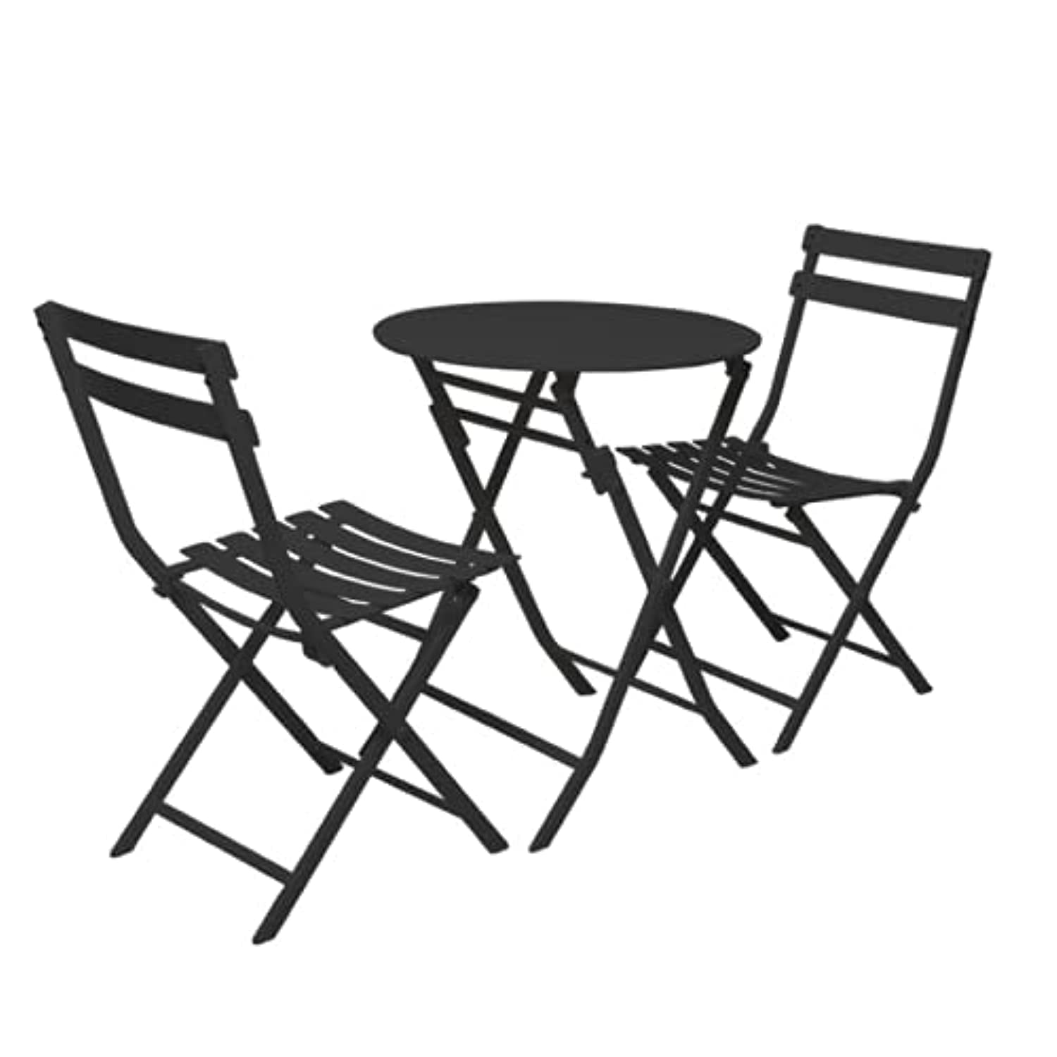 FayruzPremium Steel Patio Bistro Set, Folding Outdoor Patio Furniture Sets, 3 Piece Patio Set of Foldable Patio Table and Chairs (Black)