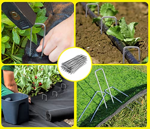 Zuvo 100 Pack Garden Securing Pegs, U Shaped Heavy Metal tent pegs for weed membrane - 6''/150mm Netting Stakes Staples - Image 6