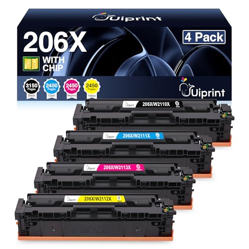 Image of 206X for HP 206X 206A Toner Cartridges 4 Pack High Yield with Chip | Compatible with HP Color LaserJet Pro MFP M283fdw M283cdw M283fdn Pro M255nw M283 M255 Printer(W2110X W2111X W2112X W2113X)