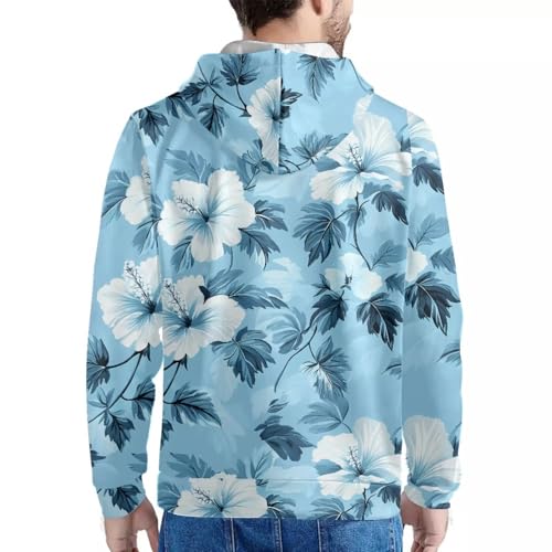 Image of Forchrinse Green Palm Tree Sea Beach Mens Hoodies Pullover Long Sleeve Fleece Hoodie Cozy Sport Casual Outwear