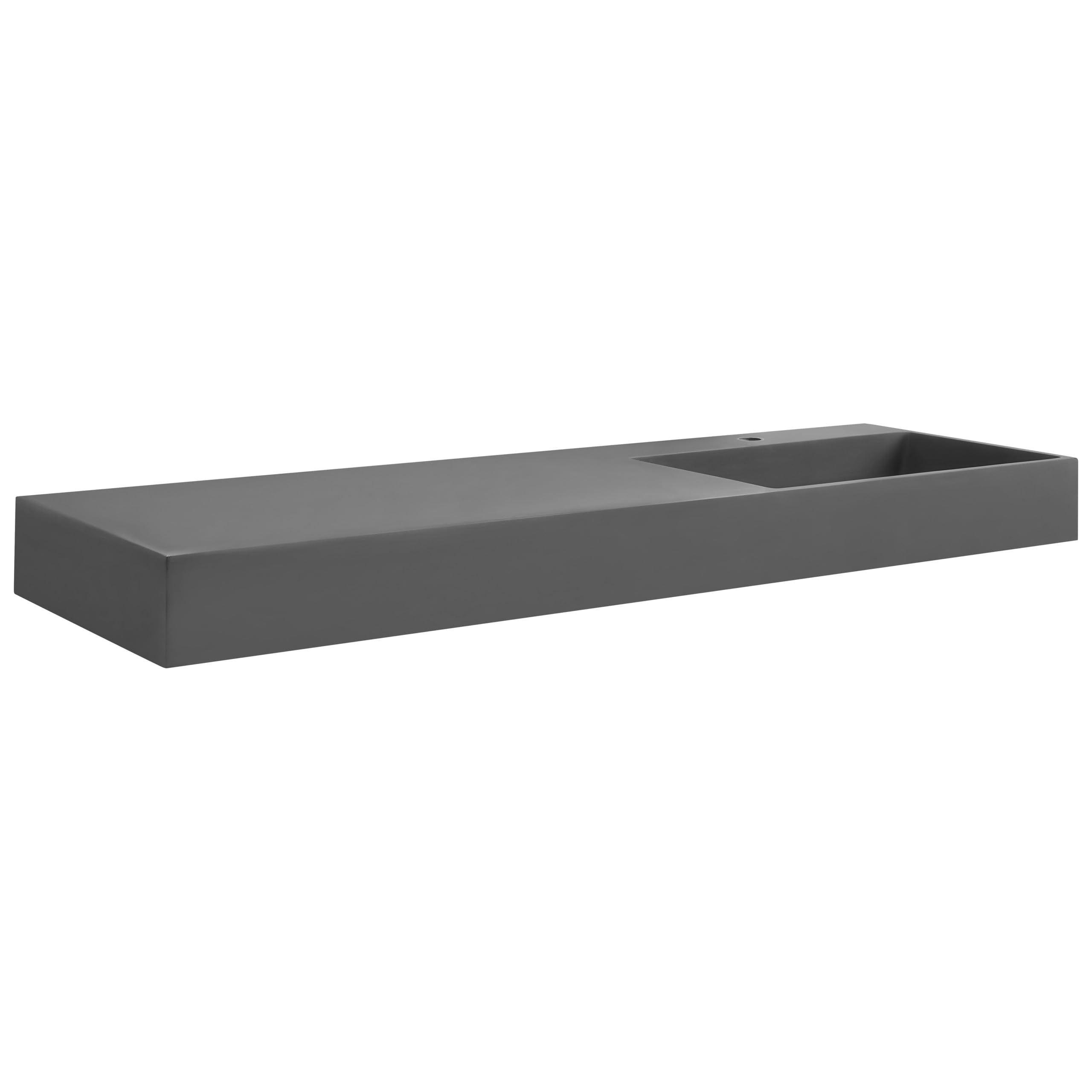 Lavabo suspendido de pared clásico rectangular fundición mineral acabado mate 150 x 48 cm negro Cusco