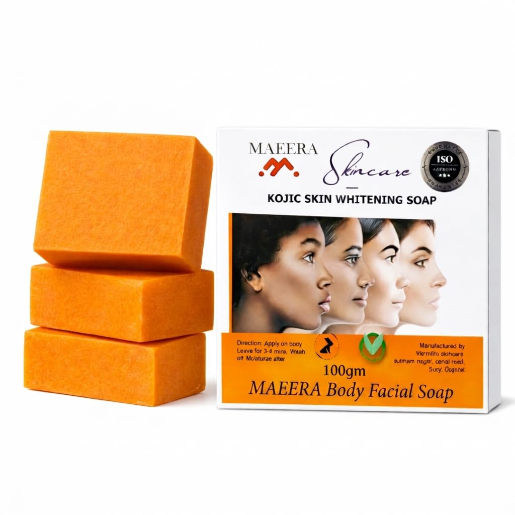 Kojic Brightening Soap for Skin Whitening Brightening, kojic acid for Dark Spots Tan Removal, Skin Brightening Soap with Vitamin C Carrot Seed Oil Face Body for Women Men (pack of 3)-image-29