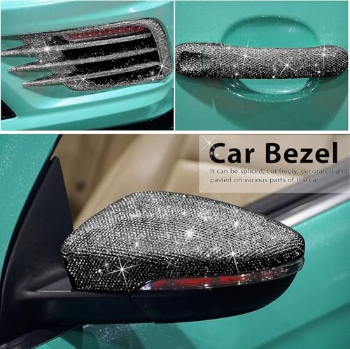 Image of Jubilant 12000 Pieces Bling Rhinestone Sheet Stickers, DIY Craft, Self Adhesive Glitter Rhinestones Crystal Diamond Gem Stickers for Car /Phone /Clothing /Shoes, 9.4 x 7.9 Inch (Black)