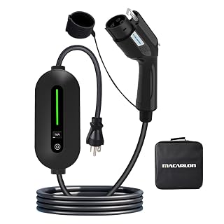 Level 1 & 2 EV Charger, 110V-240V 16A, Electric Vehicle Portable Charger with NEMA 6-20 & 5-15 Plug, Compatible with All J1772 Electric Cars, 25ft Cable for Home & Outdoor Use - Amazon product rated Grade A