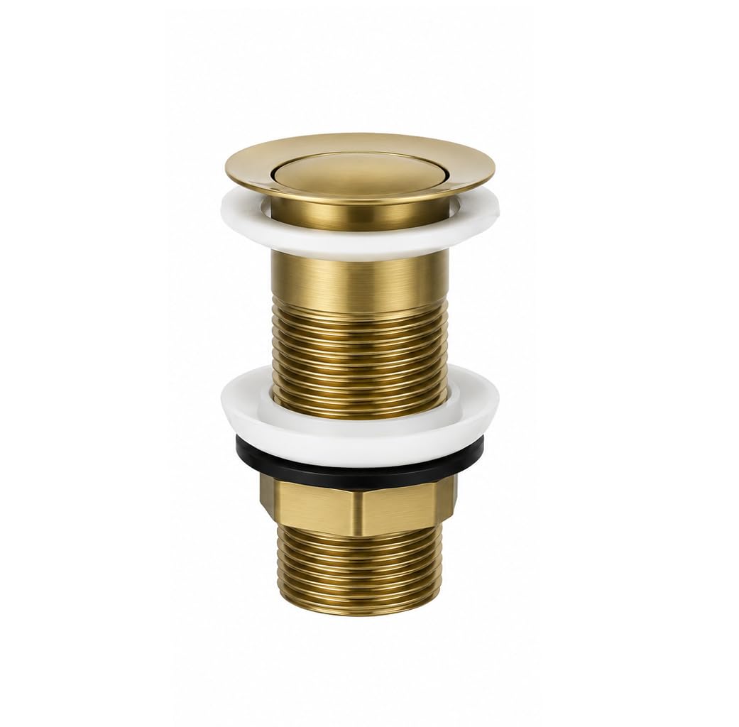 Flode Flip-Top Click-Clack Basin Waste - Brushed Brass - Stainless Steel - Unslotted - G1 1/4" Connection