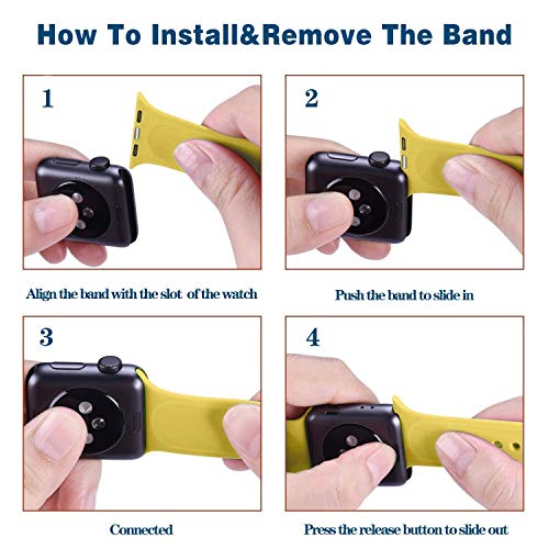 VATI Sport Band Compatible for Apple Watch Band 38mm 40mm, Soft Silicone Sport Strap Replacement Bands Compatible with 2019 Apple Watch Series 5, iWatch 4/3/2/1, 38MM 40MM M/L (Yellow)