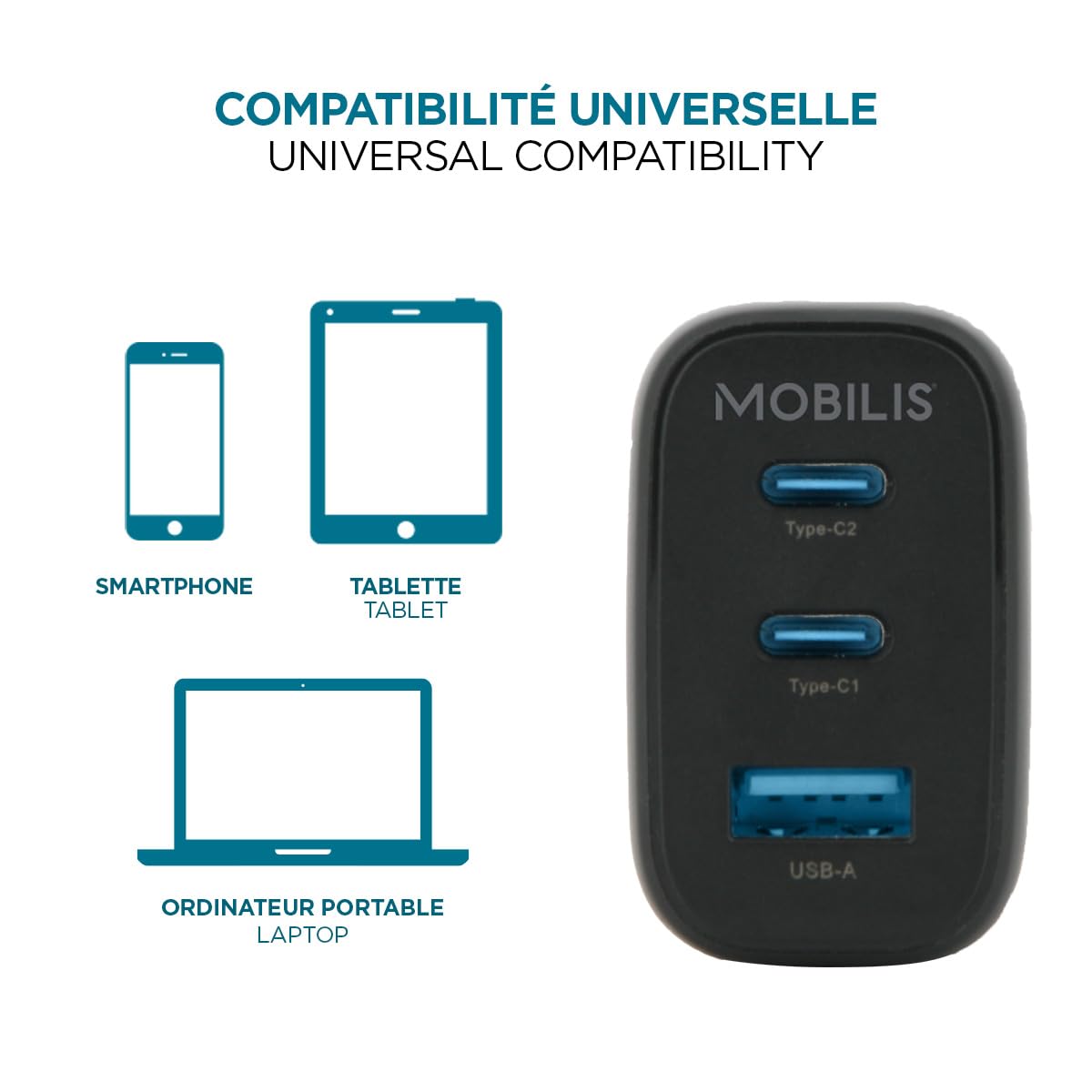 Cargador de Pared Mobilis Negro 65 W
