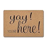 Funny Welcome Home Decor Door Mats Yay You're Here Doormat 15.9'(W) X 23.7'(L) Anti-Slip Kitchen...