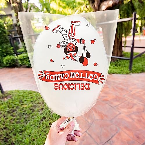 Image of Geyee 500 Count Cotton Candy Bags with Ties Large Clear Cotton Candy Bags with Print, Ideal for the Carnivals Summer Party Kitchen Supplies 17.7 x 11.8 Inch