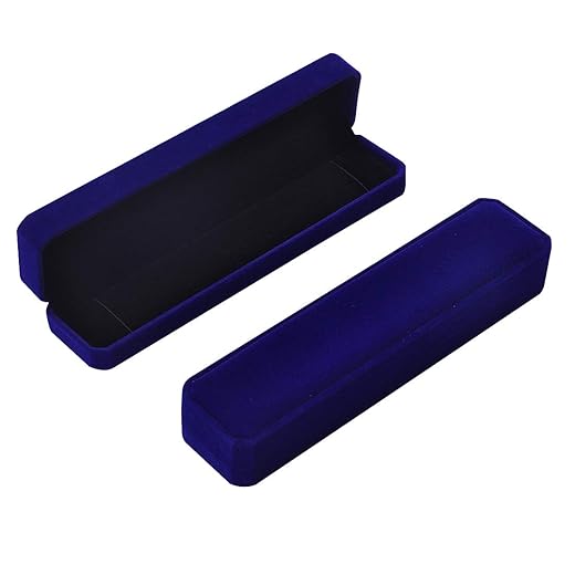 iSuperb Set of 2 Blue Velvet Necklace Chain Bracelet Display Case Storage Jewelry Gift Box 8.7x1.6x2inch