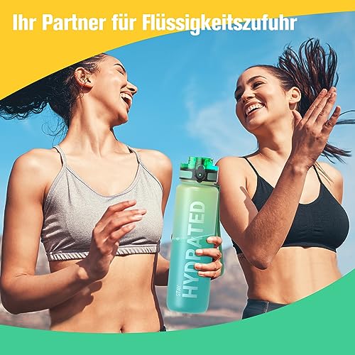 Image of Sahara Sailor Water Bottle 32 oz, Motivational Water Bottle with Times Reminder to Encourage Drinking, Small Leakproof BAP Free Tritan Water Jug for Sports at School Gym, Come with Cleaning Brush