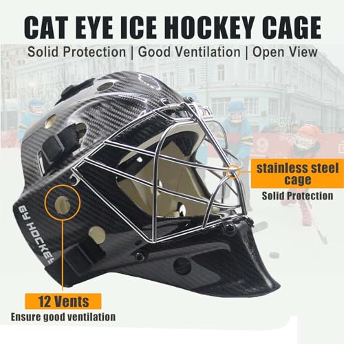 GY Hockey Helmet,Carbon Fibre Hockey Helmets, Hockey Goalie Helmets(Color: Original,Large)