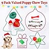 EZIYIN Christmas Dog Toys 9 Pack, Luxury Santa Puppy Chew Toy, Cotton Squeaky Plush Toys for Small Dogs, Durable Interactive Rope Treat Dog Ball and Bones, Rubber Teething Toys for Dogs Gifts #1