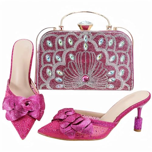 Chaussons pointus pêche de mariage et pochette haute couture