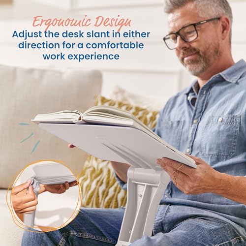 Image of ECR4Kids The Surf Folding Portable Activity Lap Desk, Adjustable, Flexible Seating, Light Grey