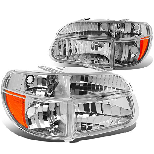DNA Motoring HL-OH-FEXP954P-CH-AM Chrome Amber Headlights Replacement For 95-01 Explorer