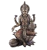  METALLIC INDIA 7 Zoll Lakshmi Idol für Zuhause Puja - Laxmi Geschenkartikel Prunkstück - Hindu-Göttin Diwali Geschenke Home Decor