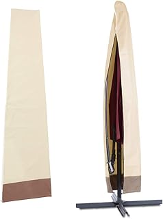 パラソルカバー 2M 戸外UVカット ファニチャーカバー 傘カバー ガーデン 屋外パラソル用 ガーデンパラソル用 プロテクター 600D オックスフォード 紫外線防止 防水 防雪 防塵 防風 耐久性 アウトドア 便利 軽量 多機能 (ベージュ)