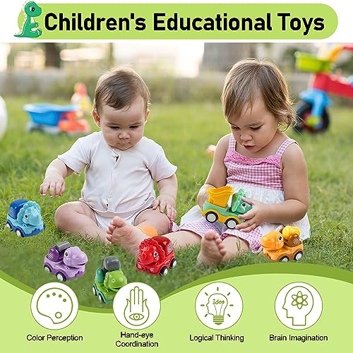 Deepton 6 Pcs Car Toys for 1-2 Year Old Boys, Toy Cars for Toddlers, Pull Back Cars, Dinosaur Toys for Girls Boy, Kids Cars, Baby Cars, Birthday Gifts for 1 2 3 Year Olds Boys - Image 8