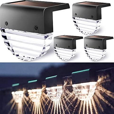 TIJNN Solar Deck Lights, Outdoor Lighting Backyard Decor Outside Step Lights Garden Post Fence -4 Pack Cover