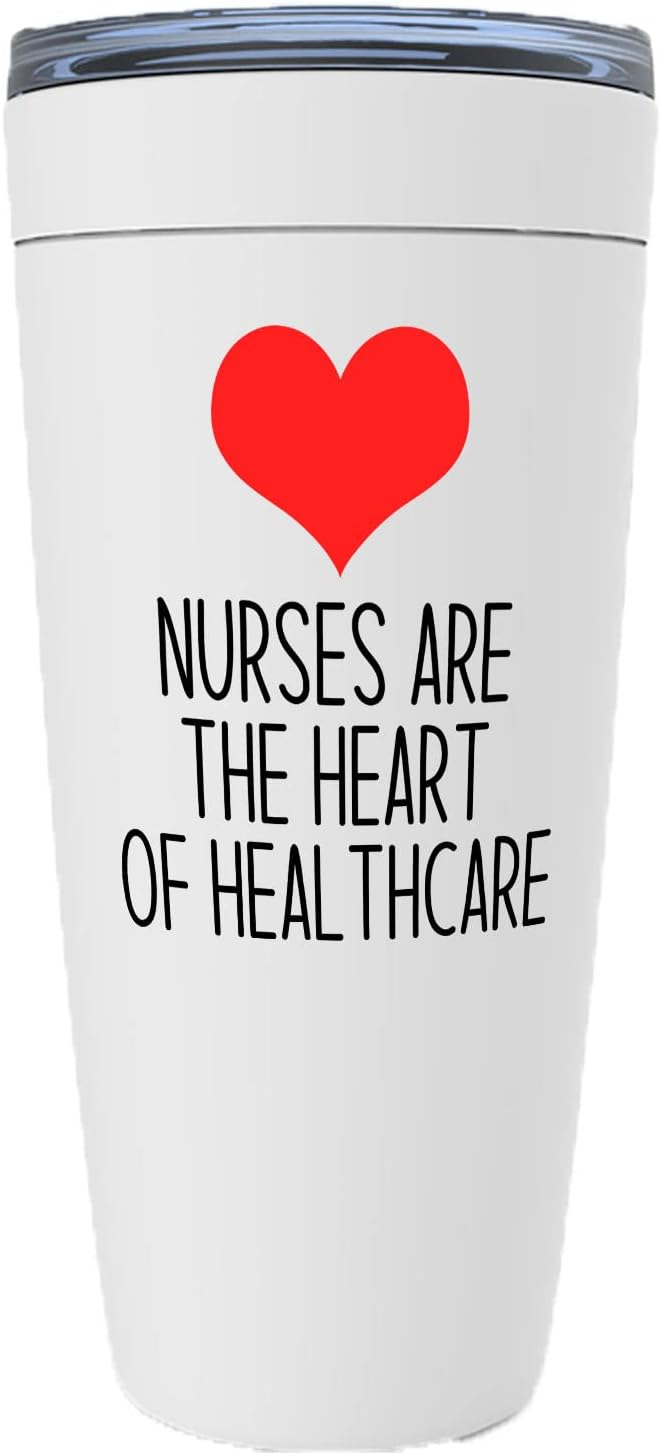 Nurse White Edition Viking Tumbler 20oz - Nurses are the heart - Labor Clinical Certified Nursing Assistant Surgical Emergency Oncology Practitioner