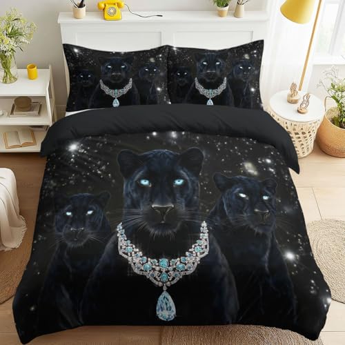 Parure de lit panthère noire 140x200 anti-plis et confortable
